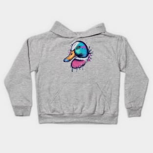 Mallard Duck Splatter Painting Kids Hoodie